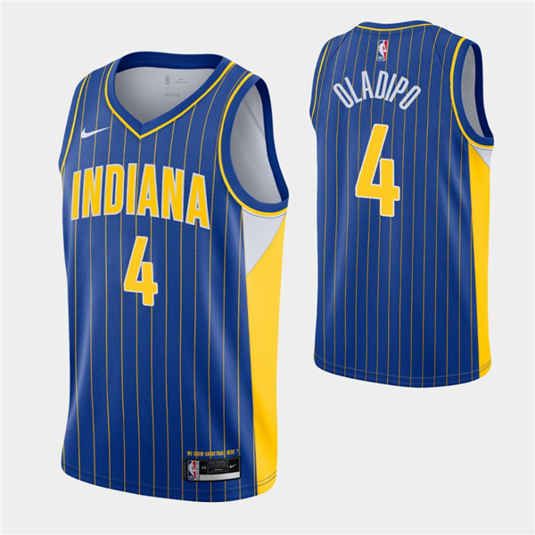 Men's Indiana Pacers #4 Victor Oladipo Royal NBA City Swingman 2020-21 Stitched Jersey Men's Indiana Pacers #4 Victor Oladipo Royal NBA City Swingman 2020-21 Stitched Jersey